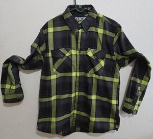 DIXXON Men's Casual Black and Green Plaid Shirt